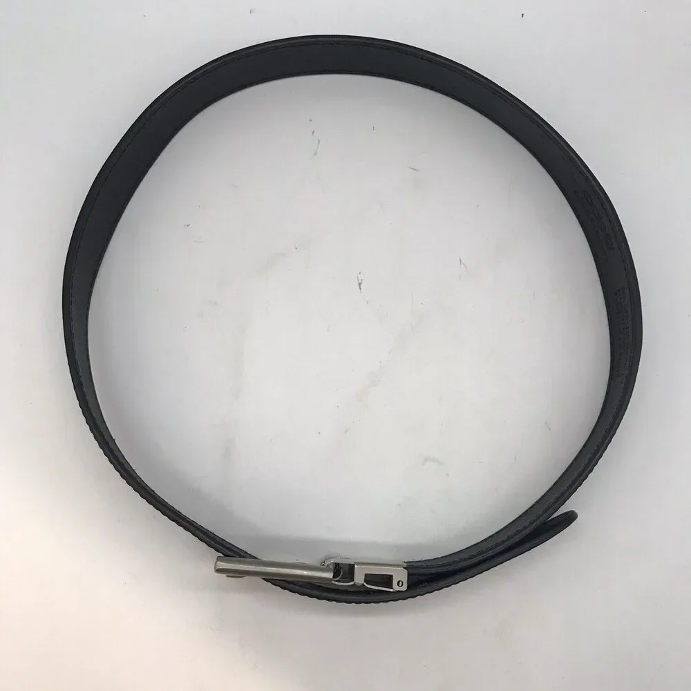 OOBE Black Leather Belt Women's size M 1 1/4” wide 38” long Overall Missing Loop
